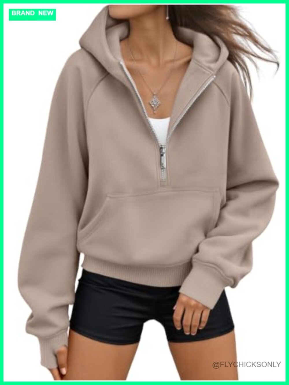 Womens Half Zip Hoodie Fleece Lined Cropped Sweatshirt Casual Fall Winter
